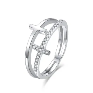 MOISS Lussuoso anello doppio in argento con croci R00020 52 mm