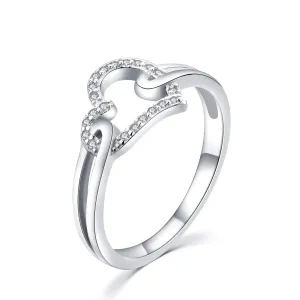 MOISS Romantico anello in argento con zirconi Cuore R000210 59 mm