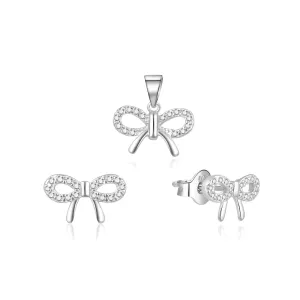 MOISS Set di gioielli in argento delicati Fiocchi S0000259 (pendente, orecchini)