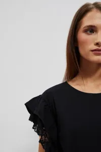 Blouse with frill on shoulders Moodo - black
