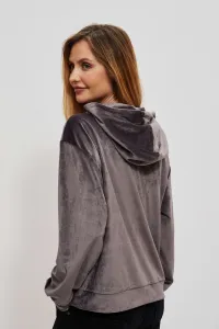 Velour hoodie - gray #1609690