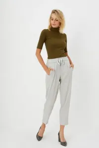 Trousers with straight legs and tie at the waist - grey #1231092