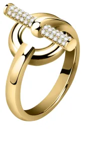 Morellato Anello elegante in acciaio placcato in oro con cristalli Abbraccio SAUC09 54 mm