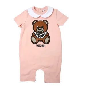 Moschino Baby Girls Teddy Bear Print Babygrow Pink - 3M PINK