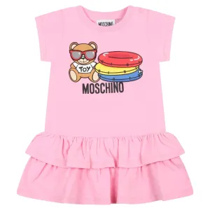 Moschino Baby Girls Bear Logo Dress Pink - 12/18M PINK