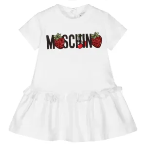 Moschino Baby Girls Logo Strawberry Dress White - 12/18M WHITE