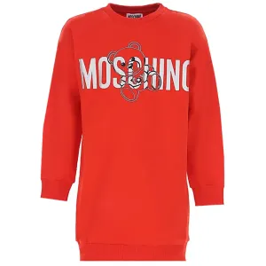 Moschino Girls Logo Bear Sweatshirt Dress Red - 12Y Red