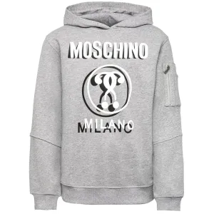 Moschino Boys 3 Dimensional Milano Logo Hoodie Grey - 12Y Grey