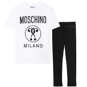 Moschino Girls Milano Diamante T-Shirt & Leggings Set Black/White - 12Y WHITE