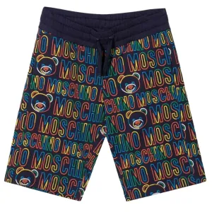 Moschino Boys All Over Logo Shorts Navy - 4Y NAVY
