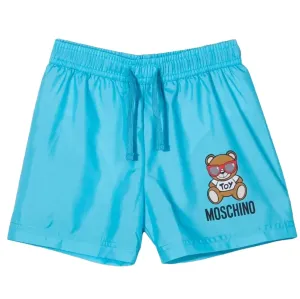Moschino Boys Bear Logo Swim Trunks Blue - 4Y BLUE