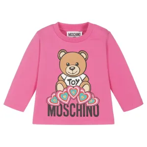 Moschino Baby Girls Heart Teddy Bear T-shirt Pink - 12M PINK