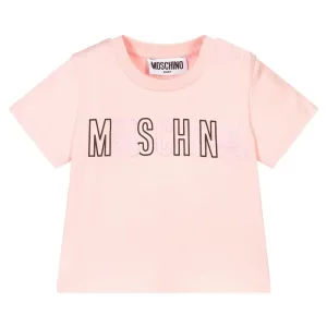 Moschino Baby Girls Logo T-shirt Pink - 6/9M PINK