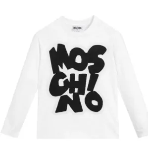 Moschino Boys Logo Graphic Print T-shirt White - WHITE 10Y