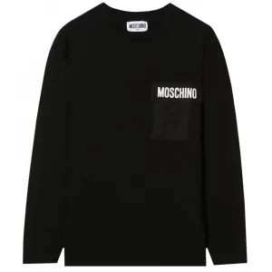 Moschino Boys Long Sleeved Logo T-shirt Black - BLACK 12Y