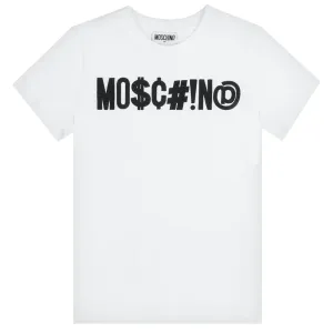 Moschino Boys Symbols Logo T-Shirt White - 6Y White