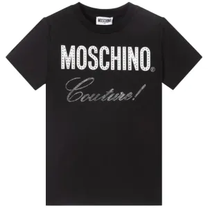 Moschino Girls Couture Diamante Logo T-Shirt Black - 10Y Black