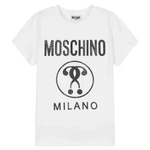 Moschino Girls Milano Diamante T-Shirt White - 10Y WHITE