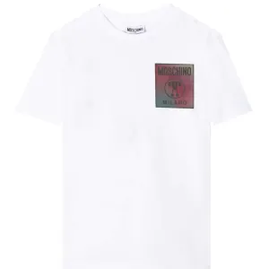 Moschino Kids Unisex Iridescent Logo T-Shirt White - 14Y WHITE