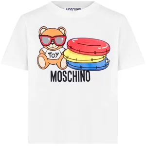 Moschino Unisex Kids Beach Bear Logo T-Shirt White - 12Y WHITE