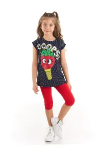 Mushi Strawberry Ice Cream for Girl Child Polka Dot Black T-shirt and Red Leggings Set