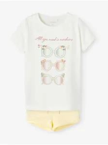 Girls' set of T-shirts and shorts in white and light yellow name it Jol - Girls #1009753