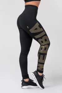 Nebbia Gold Print Leggings Black L Pantaloni fitness