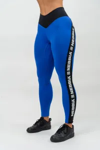 Nebbia High Waisted Side Stripe Leggings Iconic Blue XS Pantaloni fitness