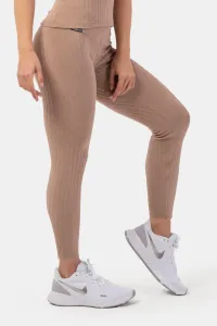 Nebbia Organic Cotton Ribbed High-Waist Leggings Brown S Pantaloni fitness