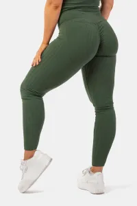 Nebbia Organic Cotton Ribbed High-Waist Leggings Dark Green S Pantaloni fitness