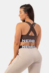 Nebbia Medium Impact Cross Back Sports Bra Brown M Intimo e Fitness