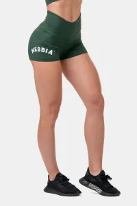 Nebbia Classic Hero High-Waist Shorts Dark Green M Pantaloni fitness