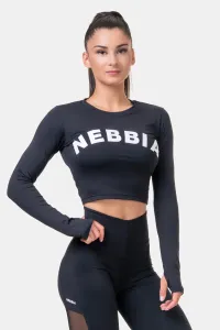 Nebbia Long Sleeve Thumbhole Sporty Crop Top Nero XS Maglietta fitness