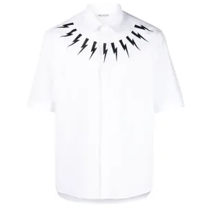 Neil Barrett Mens Bolt Half Sleeve Shirt white - M WHITE