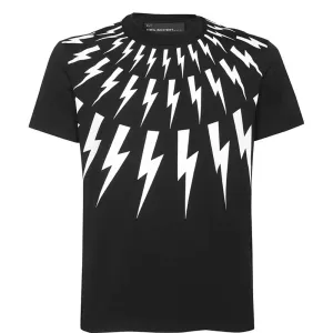 Neil Barrett Mens Fair Isle Thunderbolt T-shirt Black - S BLACK