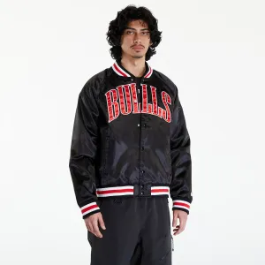 New Era Chicago Bulls NBA Applique Satin Bomber Jacket UNISEX Black/ Front Door Red #3090941