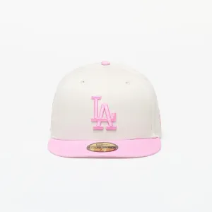 New Era Los Angeles Dodgers White Crown 59FIFTY Fitted Cap Ivory/ Pink #3103723