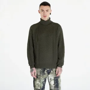 Nike Life Men's Cable Knit Turtleneck Sweater Cargo Khaki #3005749