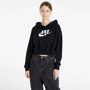 Nike Sportswear Club Fleece Oversized Crop Graphic Hoodie Black #1557451