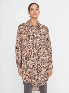 Beige patterned long shirt Noisy May Fiona - Women #828906