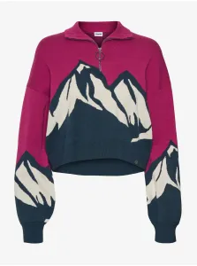 Blue and pink patterned sweater Noisy May Peaks - Women