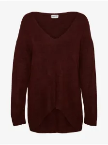 Burgundy Women's Sweater with Extended Back Noisy May Son - Women