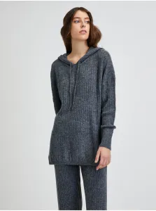 Grey Ribbed Hooded Sweater Noisy May Ally - Women #828820