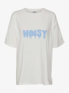 White loose T-shirt with Noisy May Mida - Women #937601