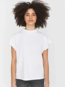 White Loose T-Shirt with Stand-Up Collar Noisy May Hailey - Women #108329