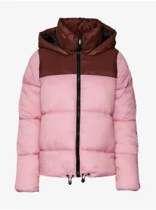 Burgundy-pink Quilted Winter Hooded Jacket Noisy May Ales - Women