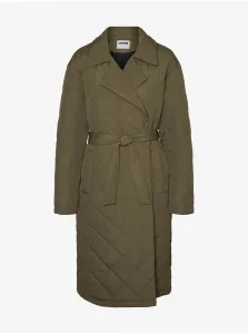 Khaki Quilted Long Coat with Ties Noisy May Ulla - Women