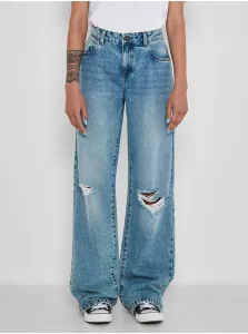 Blue Wide Jeans with Tattered Effect Noisy May Amanda - Women