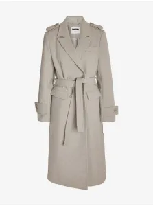 Light grey women's brindle coat with wool Noisy May Leony - Ladies #2425912