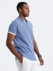 Ombre Men's cotton polo shirt - denim